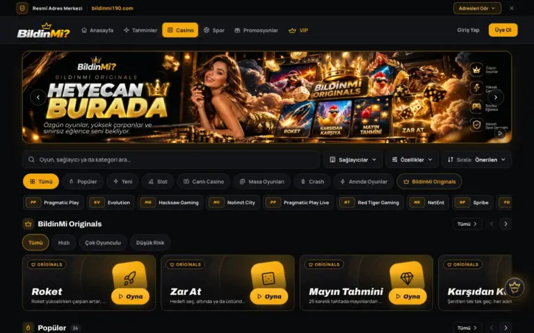Casino lobisinin masaüstü ve mobil görünümü; kategoriler ve sağlayıcı oyun kapakları